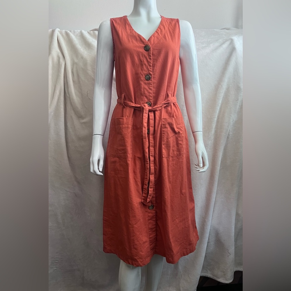 Morgan Taylor Sleeveless Orange Button-Down Dress Size Small